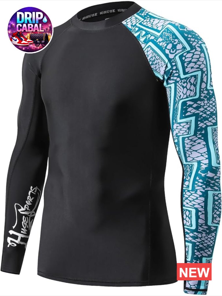 Men's Long Sleeve Rash Guard Upf 50+ Uv Sun Protection Compression Swim Shirt